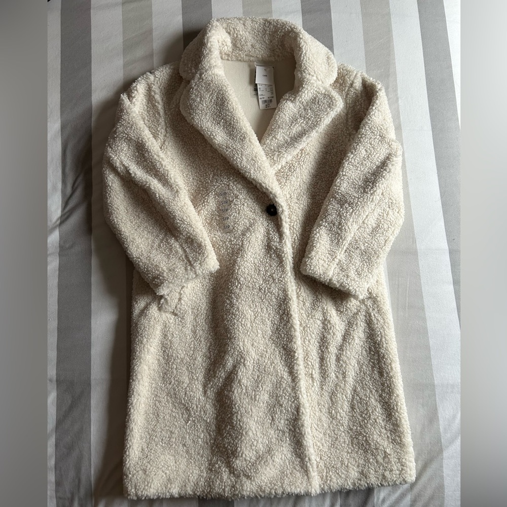 Pile lined fleece coat